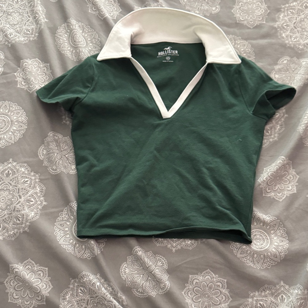 Hollister Crop Green Polo Shirt